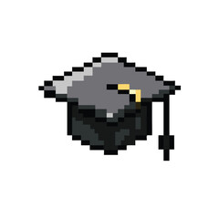 Pixel-art graduation cap icon education symbol achievement success