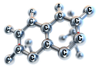 Fototapeta premium Complex carbon molecular structure isolated on a white background