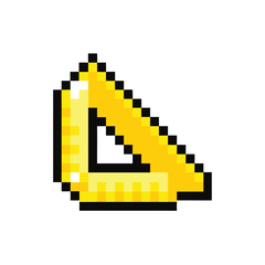 Fototapeta premium Golden pixel-art triangle ruler geometry tool school supply