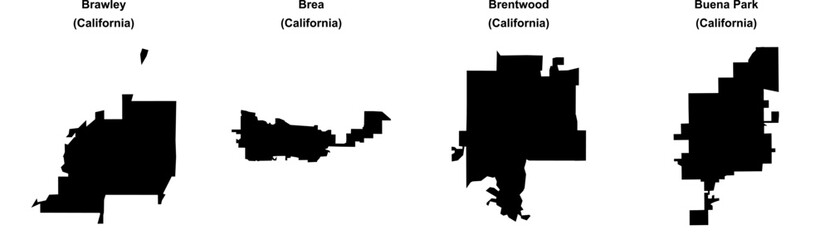 Brawley, Brea, Brentwood, Buena Park outline maps