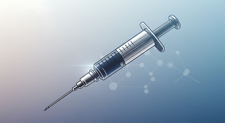 Detailed Illustration of a Medical Syringe with a Blue Gradient Background