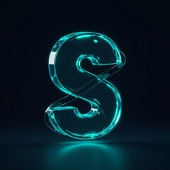 Obraz premium Glowing teal paragraph symbol against a dark background. Modern, digital design element for use in branding or graphic design.