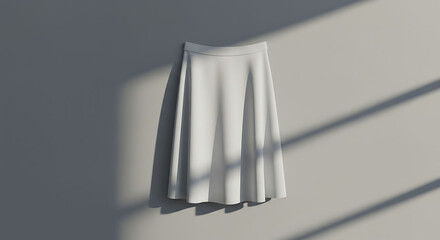Minimalist White Skirt with Dramatic Shadows on a Gray Background