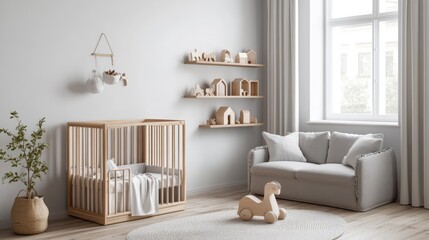 Multi-purpose parenting station featuring Ggumbi playpen, nearby shelving, and comfy seating