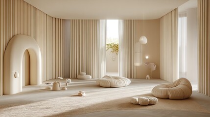 Neutral-tone dcor space featuring the Hopo pillow as both a maternity and nursing aid