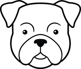 Obraz premium bulldog head icon line art vector illustration on transparent background
