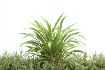 Green Plants Border Isolated on White Background