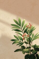 Botanical Arrangement Against a Light Beige Background