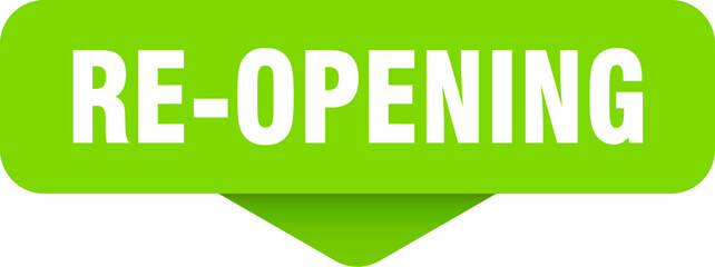 re-opening sticker. re-opening sign on transparent background
