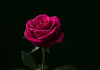 Fototapeta premium Blooming Pink Rose Flower on Dark Background