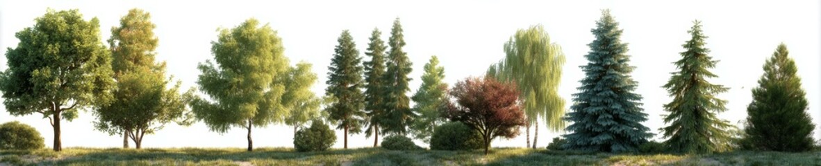 Fototapeta premium A Variety of Trees in a Natural Setting