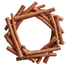 Cinnamon sticks wreath decoration spice culinary ingredient aromatic flavoring food photography brown isolated design transparent background