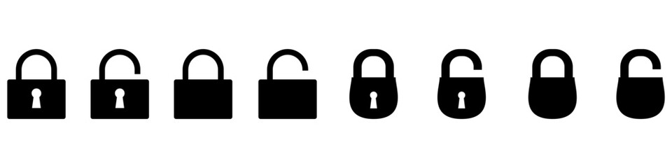 Lock vector icon set. open or closed illustration sign collection. door symbol. unlock logo.