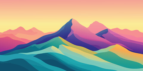 Colorful Abstract Mountain Landscape