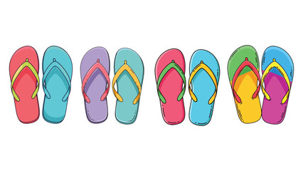 Colorful hand-drawn flip-flops illustration for summer, beach, vacation and design