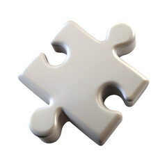 Obraz premium Single white puzzle piece 3d render isolated on transparent background
