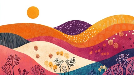 Obraz premium Colorful abstract landscape with hills