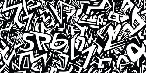Abstract Black and White Text Pattern (1)