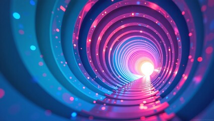 Obraz premium Swirling tunnel forms hypnotic center, Gradient of purple pink teal blends smoothly, Cyan tones enhance visual depth, Dynamic motion captivates attention, Versatile for branding and design
