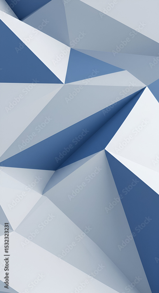Aufkleber abstract geometric pattern of overlapping light gray and medium blue triangles. modern, three-dimens
