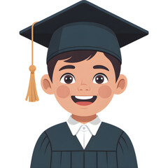 Young Boy in Graduation Cap and Gown