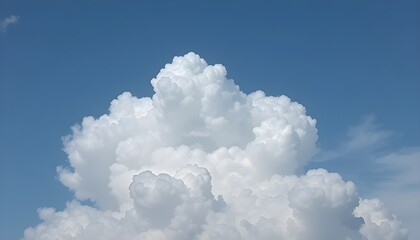 White Cloud in the Sky Bright Blue Background Natural Atmosphere Scene
