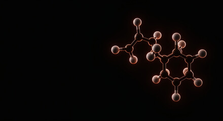 Molecular structure model of caffeine.  Detailed 3d model of caffeine molecule.  Caffeine molecule is shown in dark background. Perfect for science publications and educational materials.