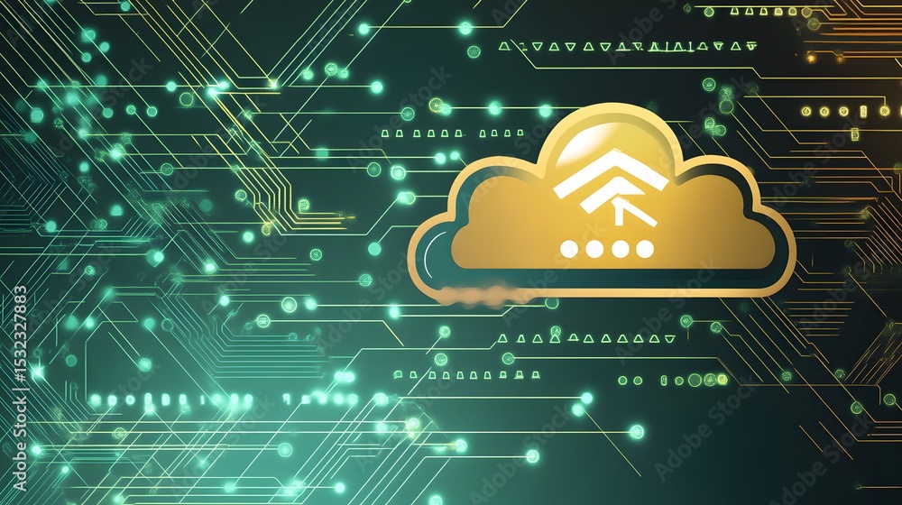 Aufkleber golden cloud computing network digital technology abstract