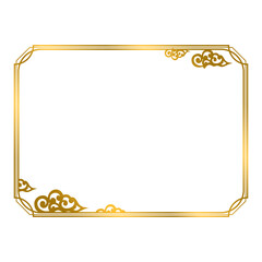 gold rectangle decorative border frame with cloud element .eps