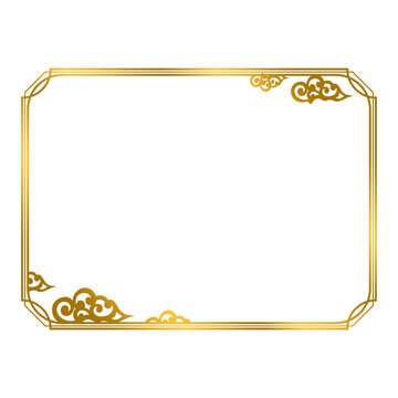 gold rectangle decorative border frame with cloud element .eps