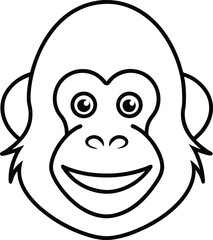 Obraz premium Gorilla head icon line art vector illustration on transparent background