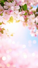 Fototapeta premium Blossoming cherry trees in spring nature photography floral beauty serene environment close-up view seasonal concept