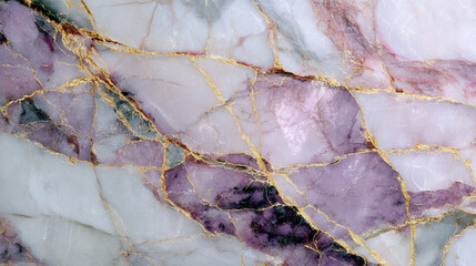 Elegant Marble Texture: Pink, White, and Gold Veining