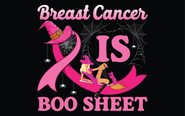 Halloween Breast Cancer Awareness T-Shirt Design | Pink Ribbon | Spooky Cute | Support Tee