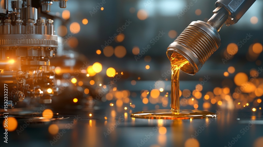 Poster precision engineering process industrial setting liquid metal flow high-tech environment close-up vi