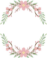 Floral Wreath Frame of Flowers for Wedding Invitation 