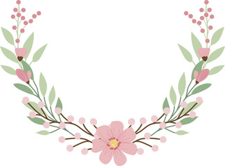 Floral Wreath Frame of Flowers for Wedding Invitation 