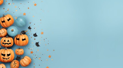 Halloween background pumpkins bats and stars for spooky season party decorations and invitations design