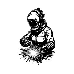illustration of welder silhouette vector