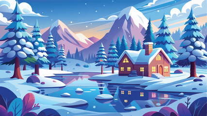 Obraz premium winter landscape with christmas trees background.