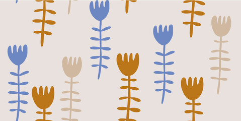 Stylized Floral Arrangement with Neutral Tones Pattern