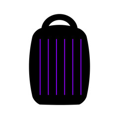 One backpack icon. School bag symbol, simple rucksack outline, schoolbag pictogram