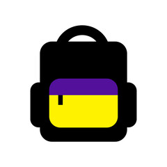 One backpack icon. School bag symbol, simple rucksack outline, schoolbag pictogram