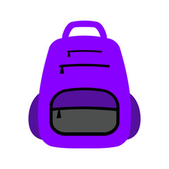 One backpack icon. School bag symbol, simple rucksack outline, schoolbag pictogram