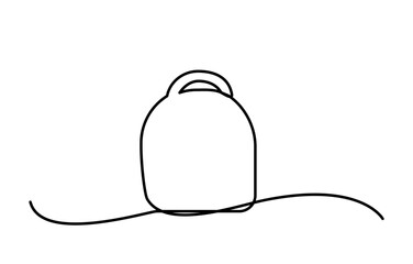 One line backpack icon. School bag continuous thin line symbol, minimalist rucksack drawing