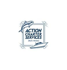 Elegant fishing charter logos with marine elements – perfect for branding tour companies, boat rentals, or ocean-related businesses.