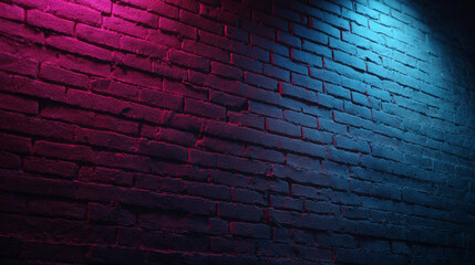 Neon Brick Wall: Vivid Pink & Blue Light Texture Background for Design Projects