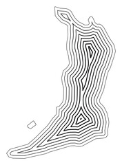 Symbol Map of the Urban Prefecture Osaka (Japan) showing the state border buffered inside with black tapering lines