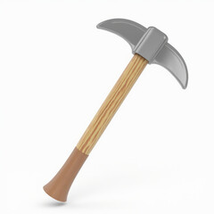 3D Pickaxe with Wooden Handle and Steel Head Emoji-Style Floating Isolated