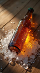 Amber Beer Bottle Emoji — Realistic 3D Floating Glass Bottle